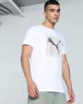 Mens Striped Logo Graphic Slim Fit T-Shirt