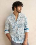 Graphic Print Shirt with Spread Collar