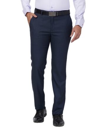 Men Solid Relaxed Fit Flat Front Trousers