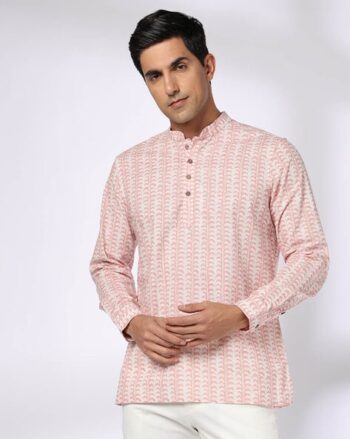 Men Printed Slim Fit Short Kurta