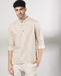 Men Micro Print Slim Fit Kurta