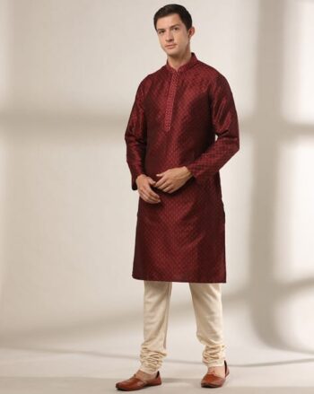 Leaf Pattern Slim Fit Kurta