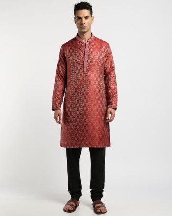 Self-Weaved Slim Fit Kurta