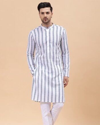 Embroidered Kurta with Mandarin Collar