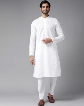 Men Embroidered Regular Fit Long Kurta