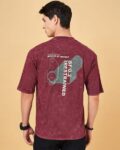 Men Typographic Oversized Fit Crew- Neck T-shirt