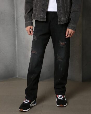 Shein Street Full Length Mid Distress Straight Jeans