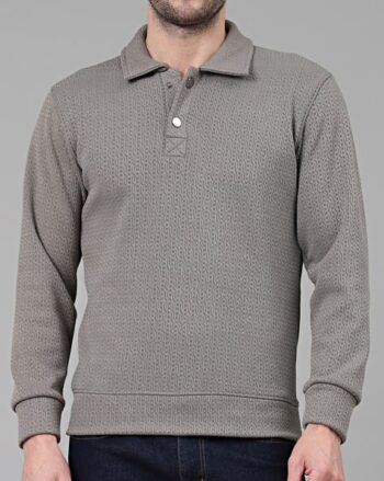 Shein Full Sleeve Sweatshirt with Double Button