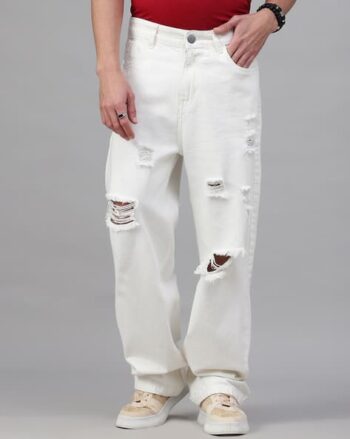 Shein Street Full Length Mid Distress Fixed Waist Baggy Jeans with Pockets