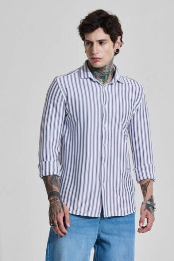 Men Micro Print Slim Fit with Patch Pocket