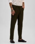 Men Heathered Loose Fit Pleat-Front Trousers