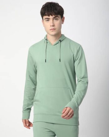 Men Long Sleeve Regular Fit Hooded T-Shirt