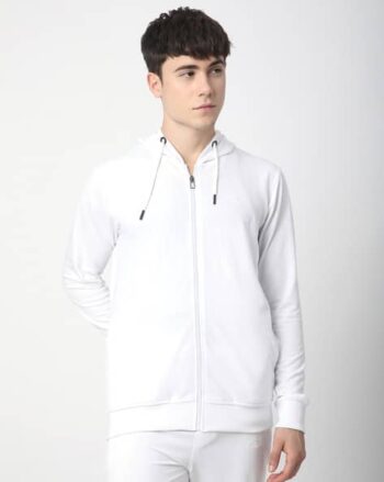 Men Long Sleeve Regular Fit Zipper Hooded T-Shirt