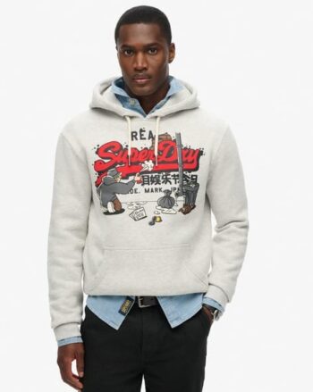 Men Typographic Print Hoodie with Kangaroo Pocket