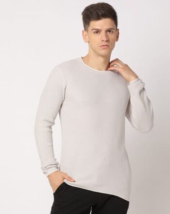 Men Loose Fit Sweatshirt with Half-Zip Closure