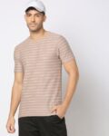 Men Striped Regular Fit Crew-Neck T-Shirt