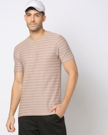 Men Striped Regular Fit Crew-Neck T-Shirt