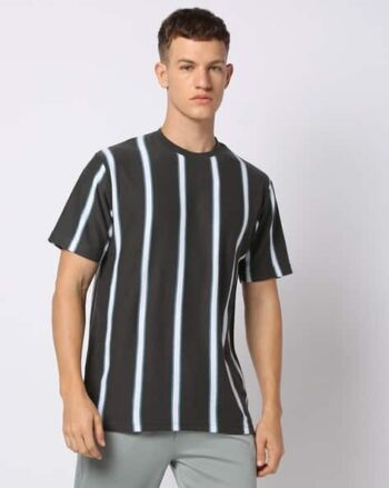 Men Striped Regular Fit Crew-Neck T-Shirt