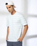 Men Striped Boxy Fit Crew-Neck T-Shirt