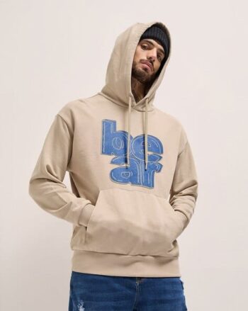 Men Camouflage Logo Print Hoodie with Kangaroo Pockets