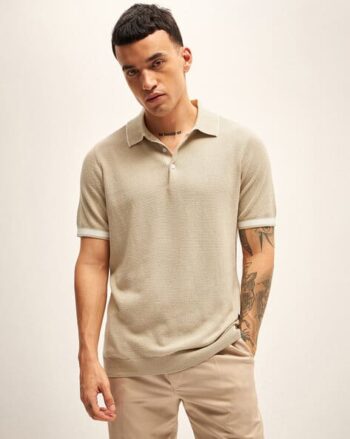 Men Regular Fit Polo T-Shirt with Short Sleeves