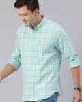 Leaf Print Slim Shirt with Patch Pocket