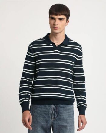 Men Regular Fit Striped Polo T-Shirt