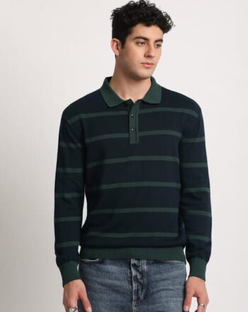 Men Striped Regular Fit Polo T-Shirt