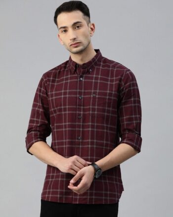 Men Regular Fit Shirt with Mandarin Collar