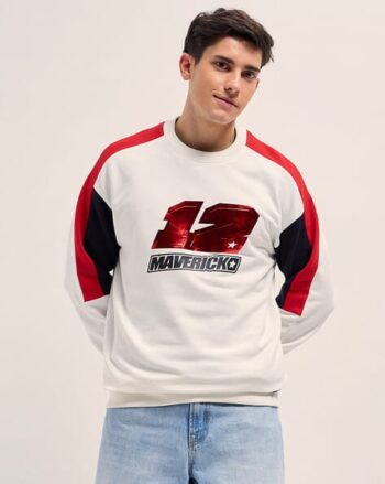 Men Crew-Neck Logo Print Fleece Sweatshirt