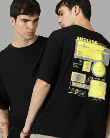 Men Typographic Print Crew-Neck Oversized T-Shirt