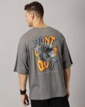 Men Typographic Print Drop Shoulder Oversized Cotton T-Shirt