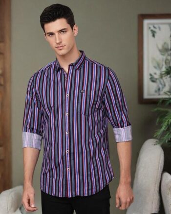 Zigzest Crochet Striped Boxy Fit Shirt