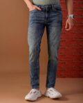 Men Acid Heavily Washed Low-Rise Slim Fit Jeans