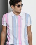 Men Striped Slim Fit Polo T-Shirt