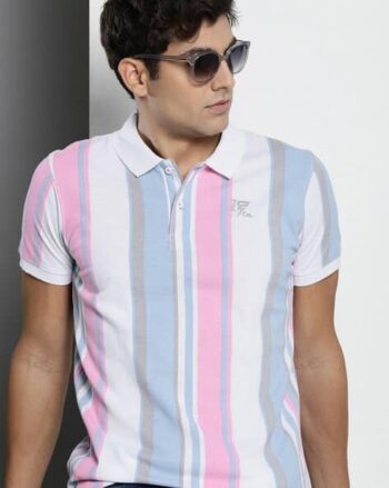 Men Striped Slim Fit Polo T-Shirt