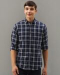Men Checked Relaxed Fit Shirt with Flip Pocket