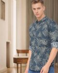 Men Washed Slim Fit Denim Shirt with Patch Pocket