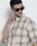 Men Slim Fit Shirt with Spread Collar