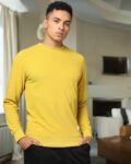 Men Solid Knitted Fleece Sweatshirt with Hood