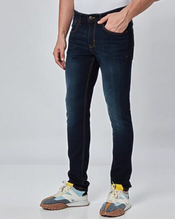 Men Lightly Washed Slim Fit Jeans with 5-Pocket Styling