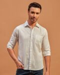 Men Striped Slim Fit Shirt with Cutaway Collar