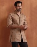 Men Regular Fit Long Kurta with Mandarin Collar