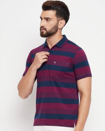 Striped Polo T-Shirt with Patch Pocket