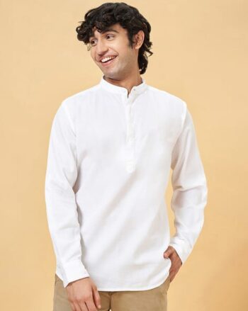 Men Band Collar Regular Fit Short Kurta
