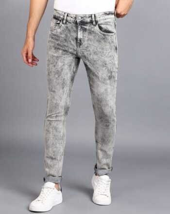 Men Heavily Washed Slim Fit Jeans
