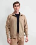 Men Long Sleeve Regular Fit Zipper Hooded T-Shirt