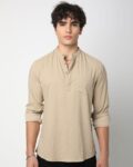 Men Mandarin-Collar Slim Fit Short Kurta