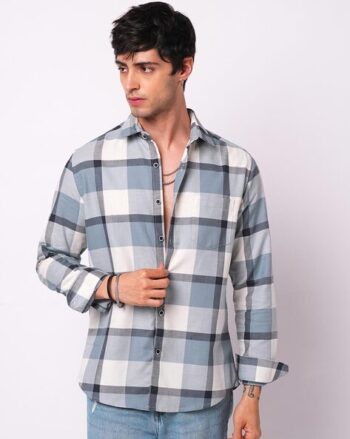 Men Knitted Loose Fit Shirt with Mandarin Collar