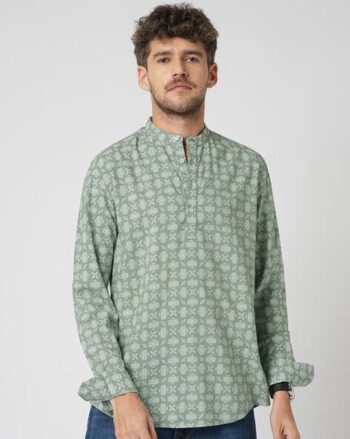 Men Printed Slim Fit Short Kurta